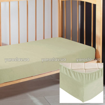 Prześcieradło dziecięce frotte z gumką 05 oliwka 120x60x10 cm TM Jarosław